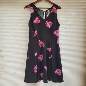Julian Taylor Size 10 Fit and Flare Pink and Black Floral Dress
